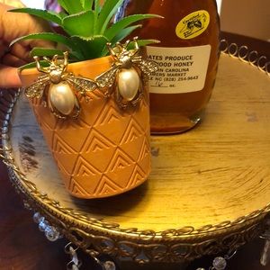 Bee faux pearl pierced earrings